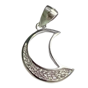 Dije Luna Creciente en Plata Ley .925 con Cristales – Mística y Elegancia Celestial Mandala Lux