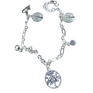 Pulsera Árbol de la Vida en Plata Ley .925 con Brillantes Colgantes – Conexión, Belleza y Energía Positiva Mandala Lux