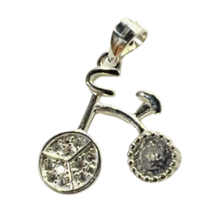 Dije Bicicleta de Amor en Plata Ley .925 con Brillantes – Libertad, Salud y Energía Positiva