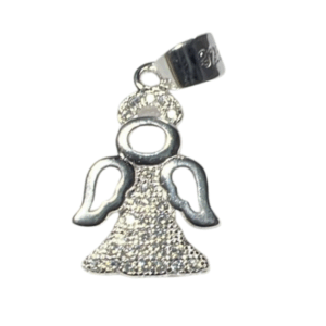 Dije Ángel de la Guarda en Plata Ley .925 con Brillantes – Amor y Proteccion Divina permanente