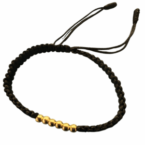 Pulsera de Hilo Negro con 6 Balines de Oro 18K — Protección, Energía y Elegancia
