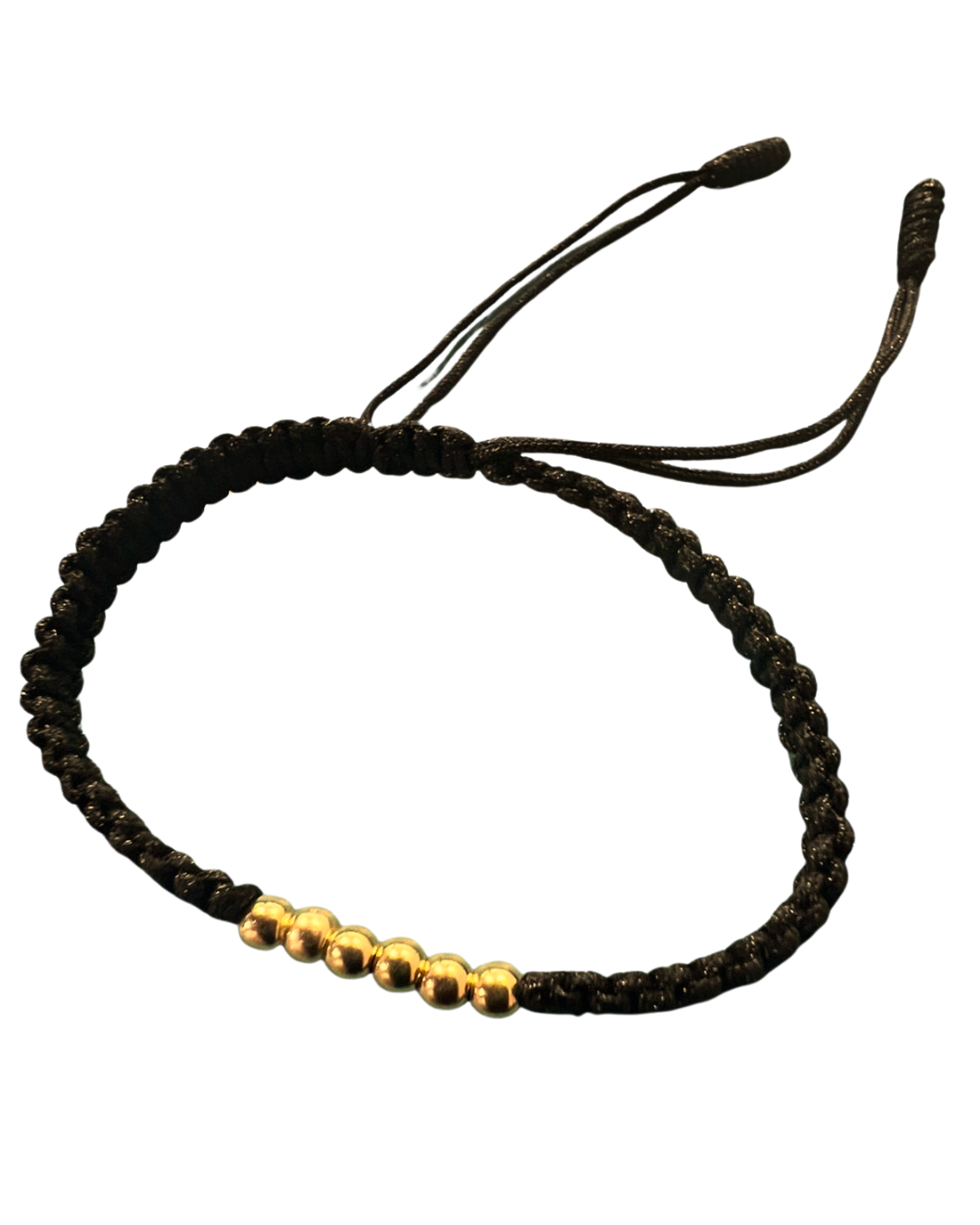 Pulsera de Hilo Negro con 6 Balines de Oro 18K — Protección, Energía y Elegancia