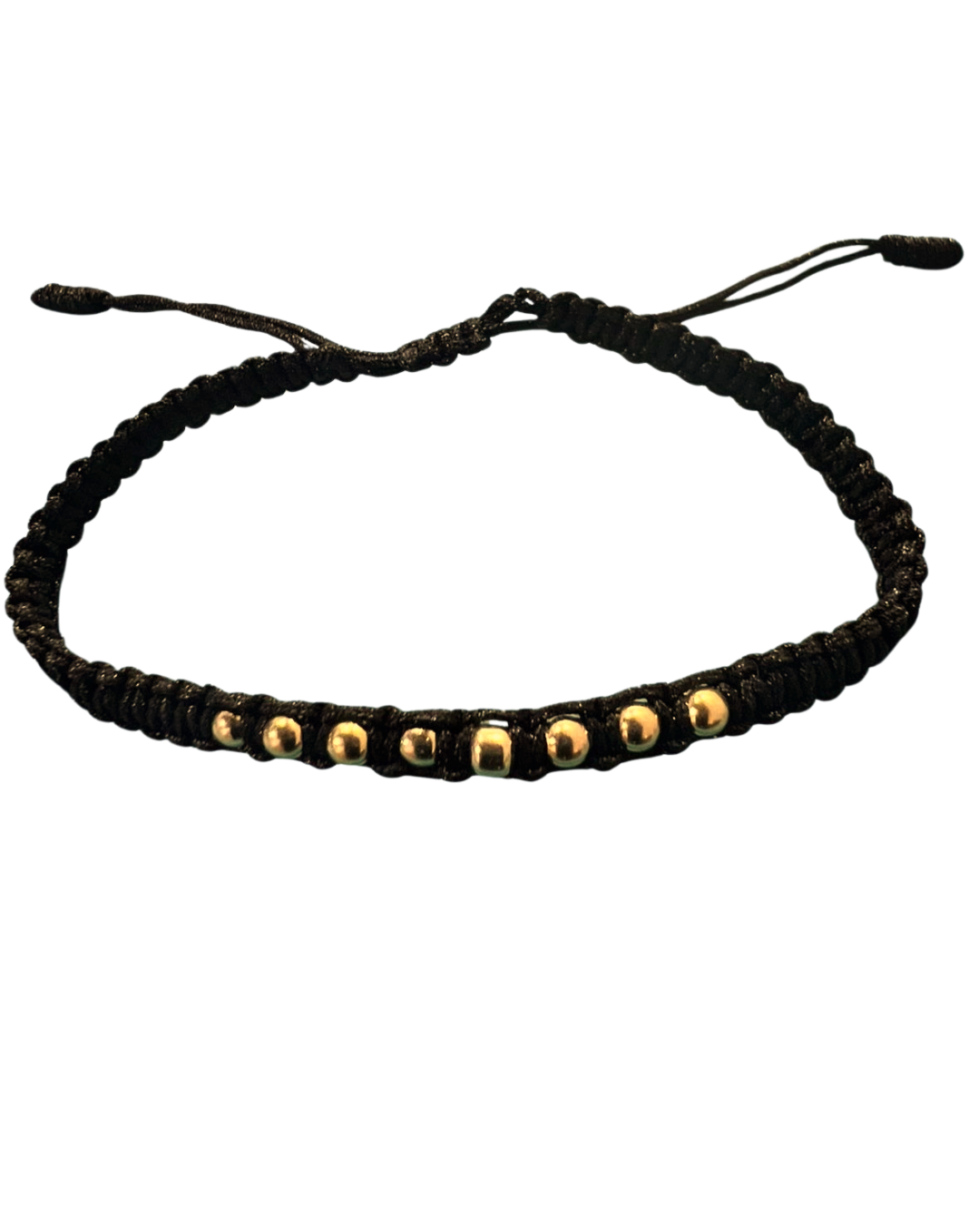 Pulsera de Hilo Negro con 8 Balines de Oro 18K — Protección, Energía y Elegancia