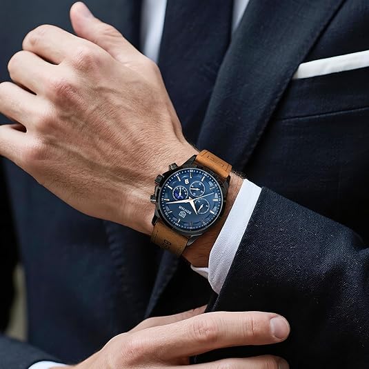 Reloj BENYAR Cronógrafo para Hombre – Movimiento de Cuarzo de Alta Precisión, Correa de Cuero y Diseño Deportivo Elegante | Compra con Addi - Imagen 3