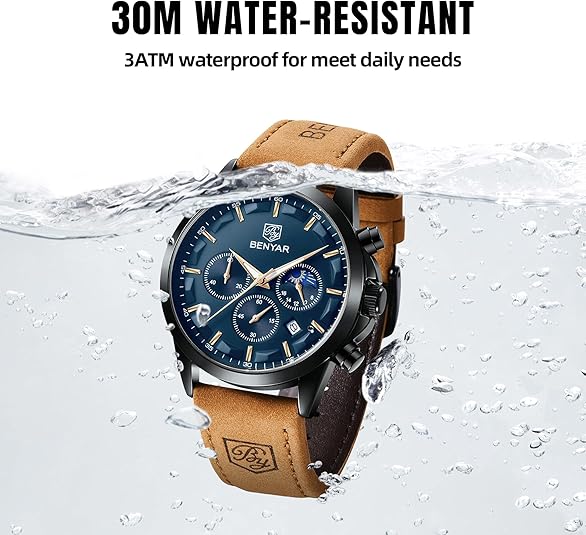 Reloj BENYAR Cronógrafo para Hombre – Movimiento de Cuarzo de Alta Precisión, Correa de Cuero y Diseño Deportivo Elegante | Compra con Addi - Imagen 6