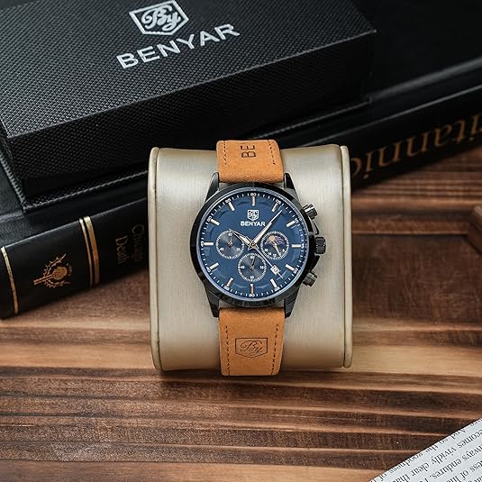 Reloj BENYAR Cronógrafo para Hombre – Movimiento de Cuarzo de Alta Precisión, Correa de Cuero y Diseño Deportivo Elegante | Compra con Addi - Imagen 4