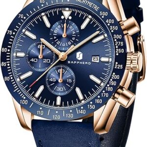 Reloj SAPPHERO Cronógrafo para Hombre – Movimiento de Cuarzo de Alta Precisión, Correa de Cuero y Diseño Deportivo Elegante | Compra con Addi