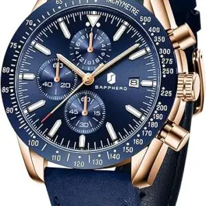 Reloj SAPPHERO Cronógrafo para Hombre – Movimiento de Cuarzo de Alta Precisión, Correa de Cuero y Diseño Deportivo Elegante | Compra con Addi