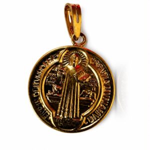 Medalla de San Benito: protección, elegancia y significado en una pieza de valor eterno, Plata Ley 925 con baño de Oro de 24K