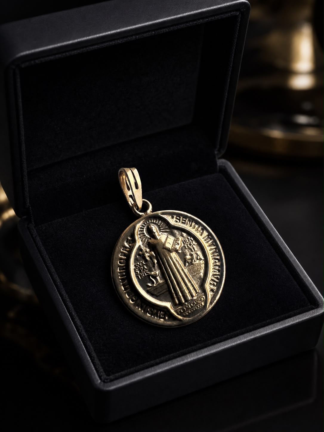 Medalla de San Benito: protección, elegancia y significado en una pieza de valor eterno, Plata Ley 925 con baño de Oro de 24K - Imagen 4